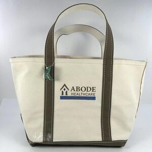VTG LLBean Boat & Tote Waxed Canvas Bag Off White Brown Tote Everyday Bag